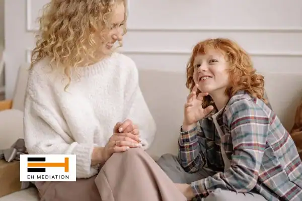 Happy mother and child after sorting child arrangements mediation Darlington