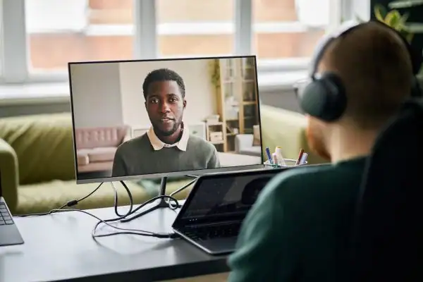 Man attending online mediation Darlington MIAMS session